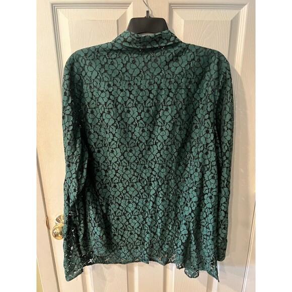 Charter Club Blouse Womens Plus 24W Button Up Lace Sheer Top Dark Romantic Fairy - Picture 8 of 9